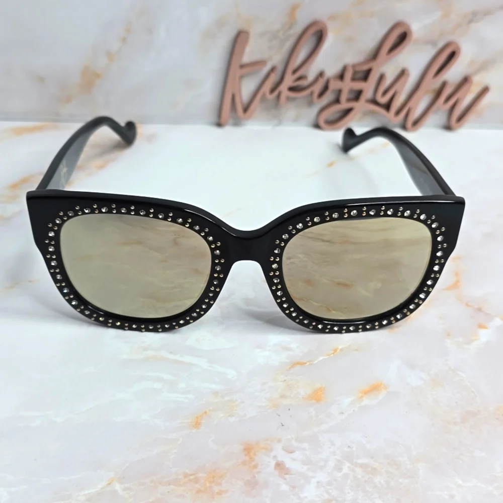 Elton john legend black studded polarized oversized acetate sunglasses